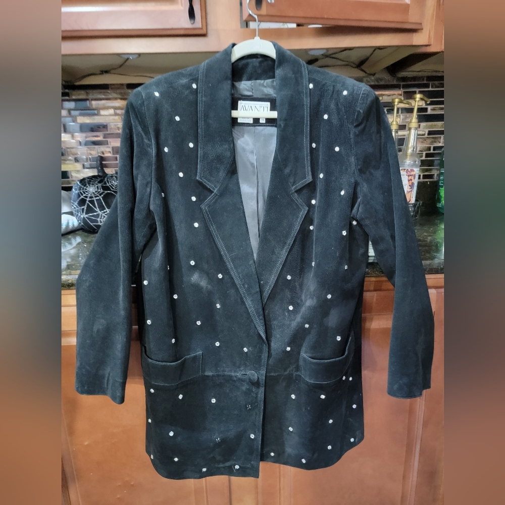 Suede jacket with rhinestones